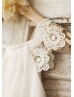 Cap Sleeves Lace Chiffon Boho Beach Wedding Flower Girl Dress